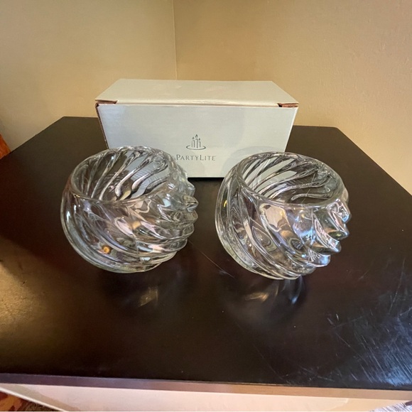 PartyLite Illusion Votive Swirl Glass Candle Holders Set of 2 NEW ORIGINAL BOX - Picture 7 of 7